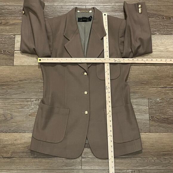 Vtg Classiques For Nordstrom Cashmere Wool Blazer M Gold Hardware Sage Luxury - Picture 9 of 10